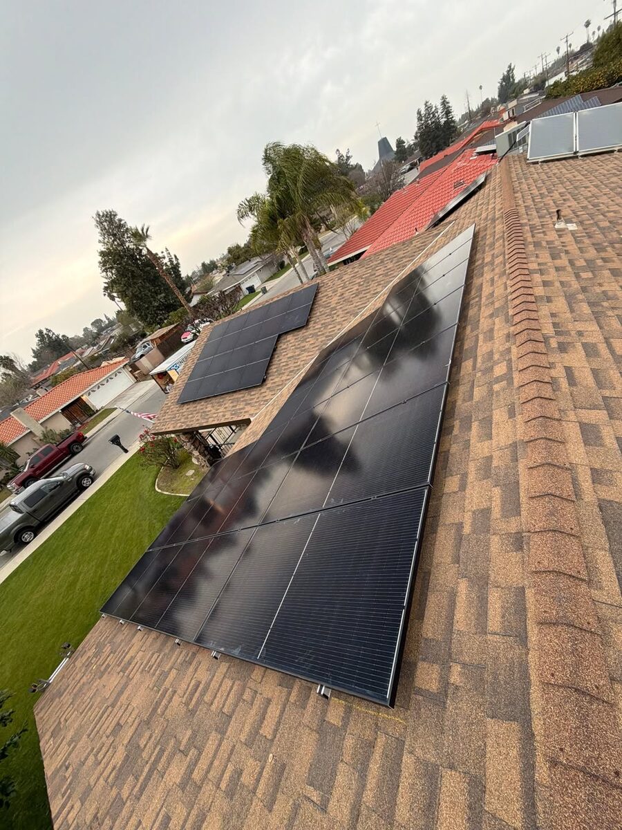 Solar panels installed on shingle roof - Fresno