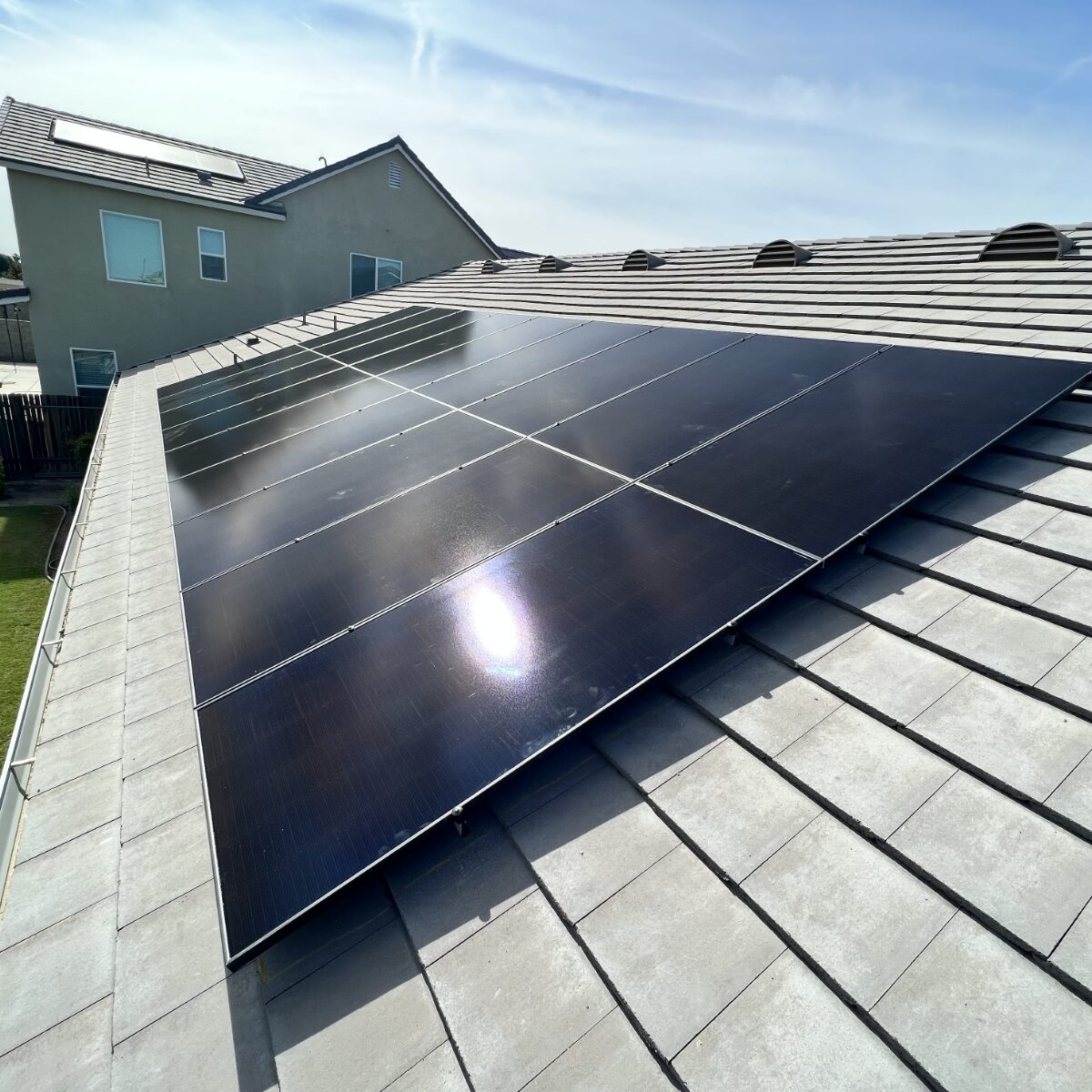 Solar panels installed on tile roof - Central Valley
